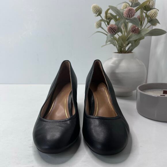 Vionic Carmel Leather Slip On Chunky Heel Pump Black Women's 7M Light Wear - Picture 2 of 10